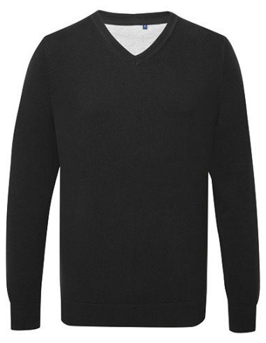 ASQ-AQ042-Mens Cotton Blend V Neck Sweater